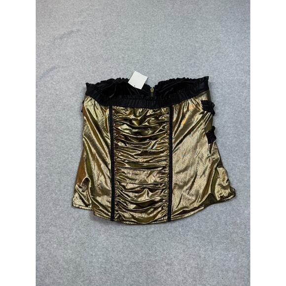 Bebe Womens Size L Shirred Metallic Ruffle Corset NWT - Picture 2 of 5